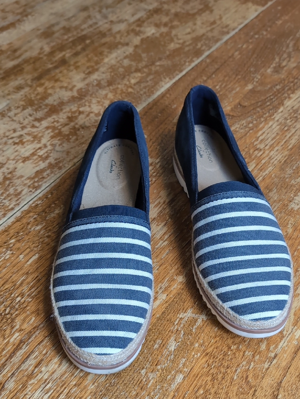 Clarks Navy Suede Slip-On Loafer Espadrille
